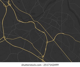 Vector city map of Schenectady New York in the United States of America with yellow roads isolated on a brown background.