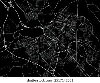 Vector city map of Schenectady New York in the United States of America with white roads isolated on a black background.