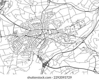 Vector city map of Schwenningen in the Germany with black roads isolated on a white background.