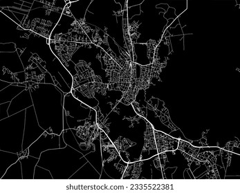 Vector city map of Schwerin in Germany with white roads isolated on a black background.