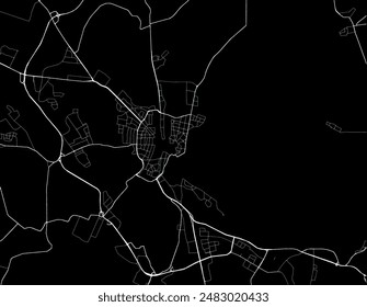 Vector city map of Schwerin in Germany with white roads isolated on a black background.