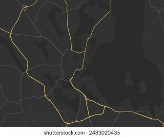 Vector city map of Schwerin in Germany with yellow roads isolated on a brown background.