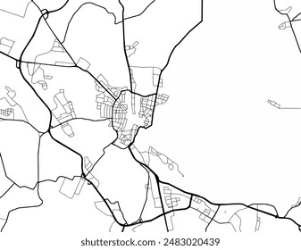 Vector city map of Schwerin in Germany with black roads isolated on a white background.