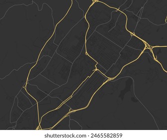 Vector city map of Scranton Pennsylvania in the United States of America with yellow roads isolated on a brown background.