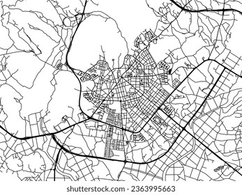 Vector city map of Seosan in the South Korea with black roads isolated on a white background.