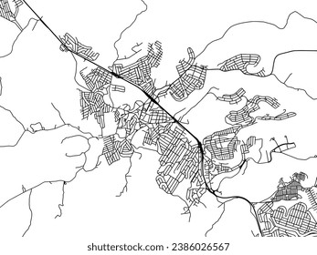 Vector city map of Serra in Brazil with black roads isolated on a white background.