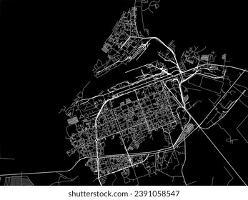 Vector city map of Severodvinsk in the Russian Federation with white roads isolated on a black background.