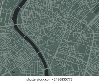 Vector city map of Seville Centro in Spain with white roads isolated on a green background.