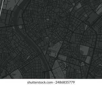 Vector city map of Seville Centro in Spain with black roads isolated on a grey background.