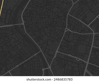 Vector city map of Seville Centro in Spain with yellow roads isolated on a brown background.