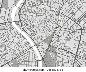 Vector city map of Seville Centro in Spain with black roads isolated on a grey background.