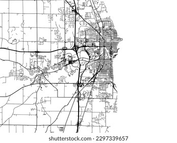 Mapa de la ciudad vectorial de Sheboygan Iowa en los Estados Unidos de América con carreteras negras aisladas en un fondo blanco.