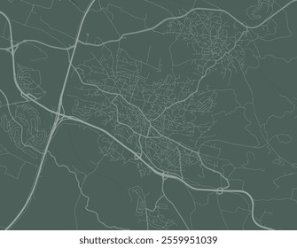 Vector city map of Shefar'am in Israel with white roads isolated on a green background.