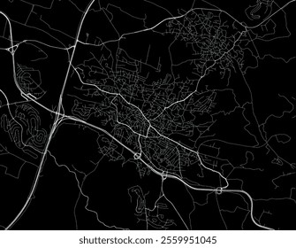 Vector city map of Shefar'am in Israel with white roads isolated on a black background.