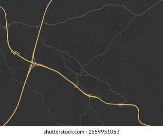 Vector city map of Shefar'am in Israel with yellow roads isolated on a brown background.