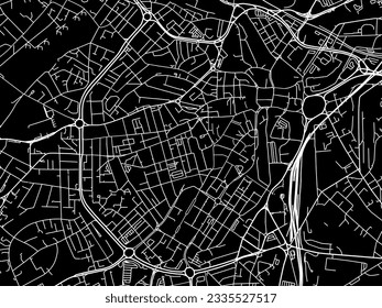 Vector city map of Sheffield Center in the United Kingdom with white roads isolated on a black background.
