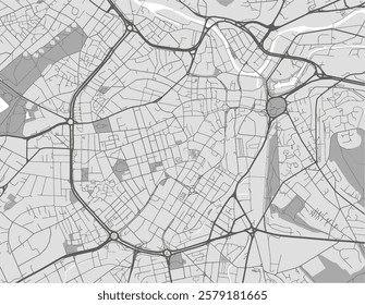 Vector city map of Sheffield Center in the United Kingdom with black roads isolated on a grey background.