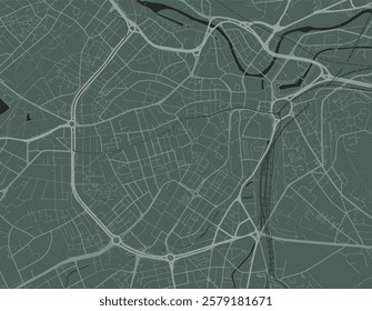 Vector city map of Sheffield Center in the United Kingdom with white roads isolated on a green background.