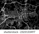 Vector city map of Sherbrooke Quebec in Canada with white roads isolated on a black background.