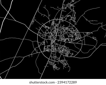Vector city map of Shivpuri in the Republic of India with white roads isolated on a black background.