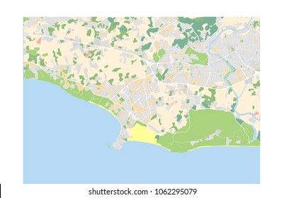 Vector city map of Side and Manavgat in Turkey