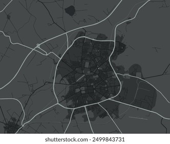 Vector city map of Sidi Bel Abbes in Algeria with white roads isolated on a grey background.