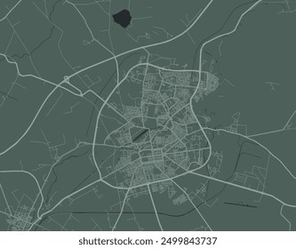 Vector city map of Sidi Bel Abbes in Algeria with white roads isolated on a green background.