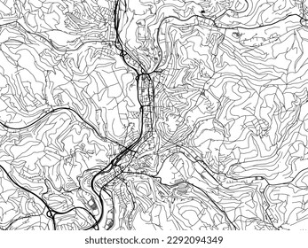 Vector city map of Siegen in the Germany with black roads isolated on a white background.