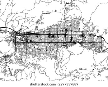 Vector city map of Simi Valley California in the United States of America with black roads isolated on a white background.