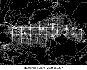 Vector city map of Simi Valley California in the United States of America with white roads isolated on a black background.