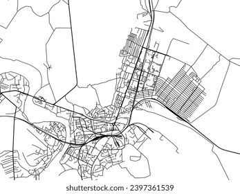 Mapa vectorial de Sirvan en Azerbaiyán con carreteras negras aisladas en un fondo blanco.