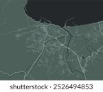 Vector city map of Skikda in Algeria with white roads isolated on a green background.