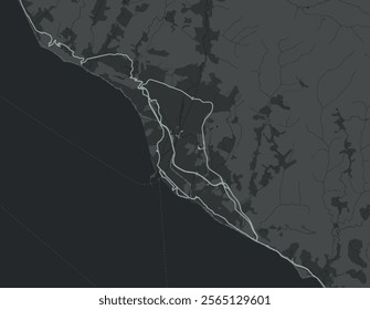 Vector city map of Sochi in the Russian Federation with white roads isolated on a grey background.