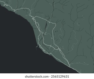 Vector city map of Sochi in the Russian Federation with white roads isolated on a green background.