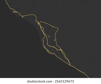 Vector city map of Sochi in the Russian Federation with yellow roads isolated on a brown background.