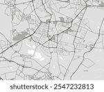 Vector city map of Sosnowiec in Poland with black roads isolated on a grey background.