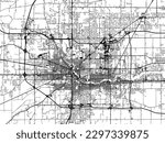 Vector city map of South Bend Indiana in the United States of America with black roads isolated on a white background.