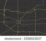 Vector city map of South Bend Indiana in the United States of America with yellow roads isolated on a brown background.