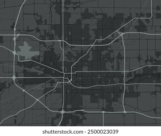 Vector city map of South Bend Indiana in the United States of America with white roads isolated on a grey background.