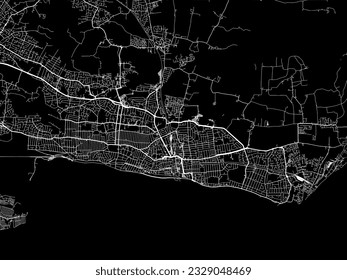 Vector city map of Southend-on-Sea in the United Kingdom with white roads isolated on a black background.