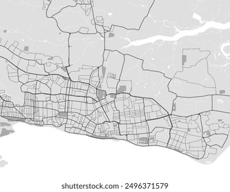 Vector city map of Southend-on-Sea in the United Kingdom with black roads isolated on a grey background.