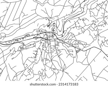 Vector city map of Spa in Belgium with black roads isolated on a white background.