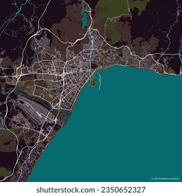 Vector city map of Málaga, Spain