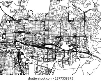 Vector city map of Sparks Nevada in the United States of America with black roads isolated on a white background.