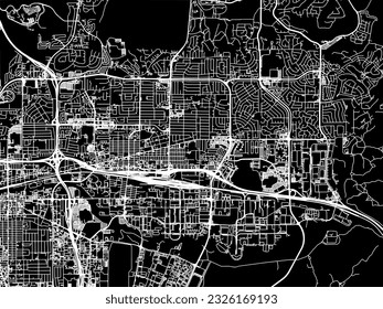 Stadtplan von Sparks Nevada in den Vereinigten Staaten von Amerika mit weißen Straßen einzeln auf schwarzem Hintergrund.