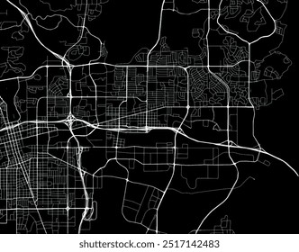 Vector city map of Sparks Nevada in the United States of America with white roads isolated on a black background