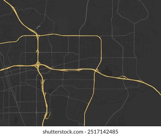 Vector city map of Sparks Nevada in the United States of America with yellow roads isolated on a brown background.