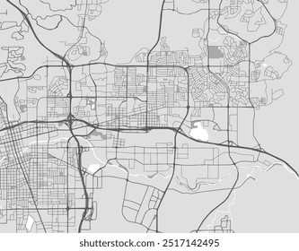 Vector city map of Sparks Nevada in the United States of America with black roads isolated on a grey background.