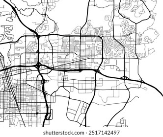 Vector city map of Sparks Nevada in the United States of America with black roads isolated on a white background.