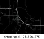 Vector city map of Spearfish South Dakota in the United States of America with white roads isolated on a black background.